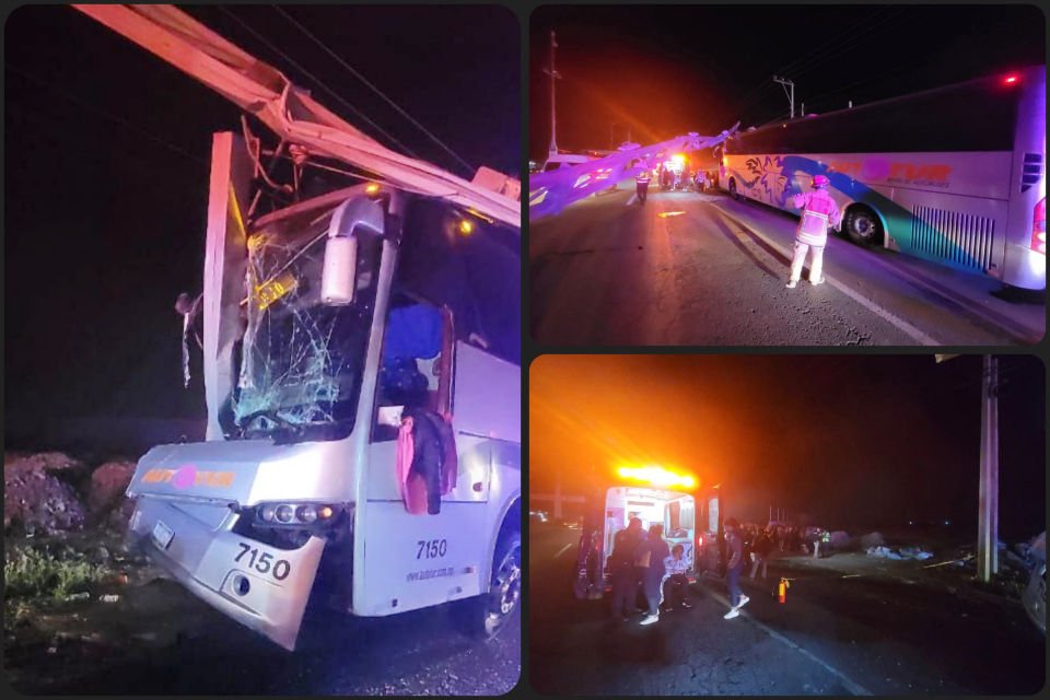 Impacta autobús de pasajeros contra objeto fijo en la Pachuca-Sahagún