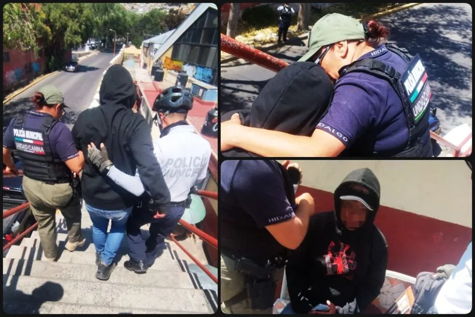 Rescatan a un joven que intentó aventarse de un puente en el centro de Pachuca