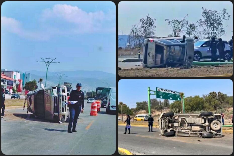 ¡Accidente! Así acabó una camioneta tras volcar en bulevar Colosio