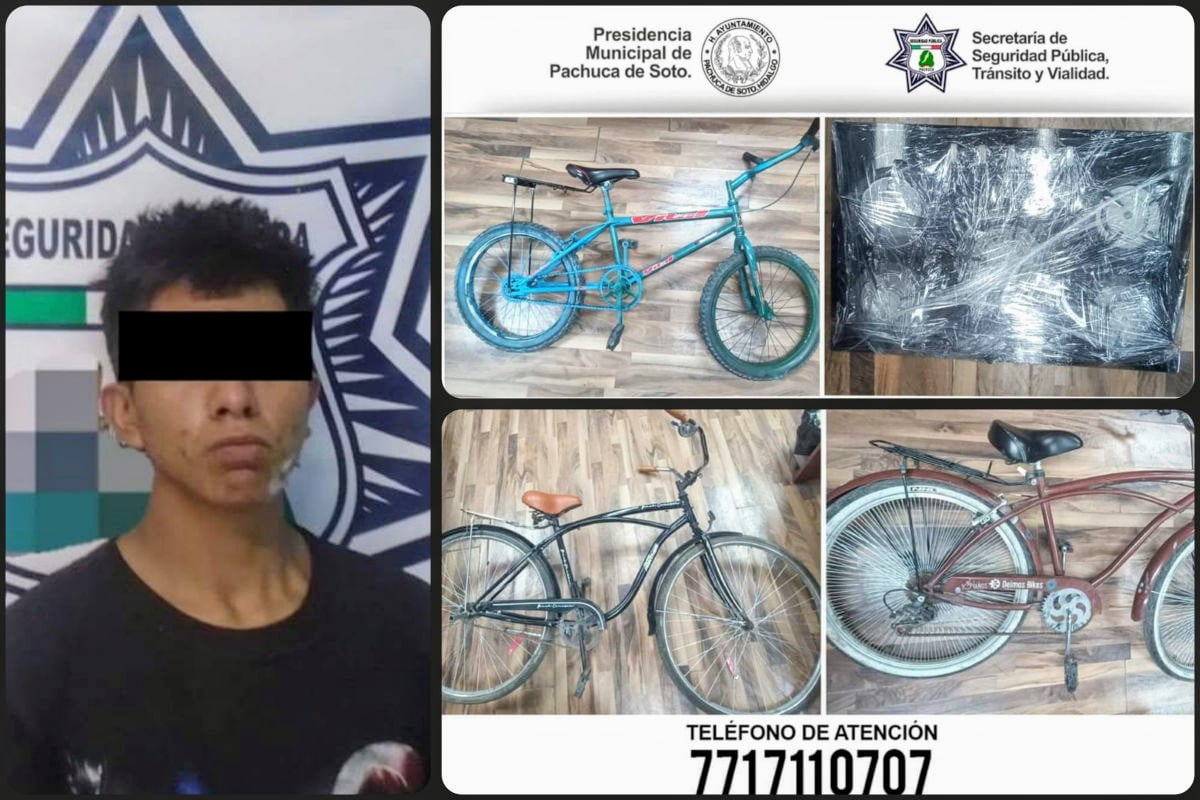 Atrapan en Pachuca a agresivo sujeto que se dedicaba presuntamente al robo de bicicletas