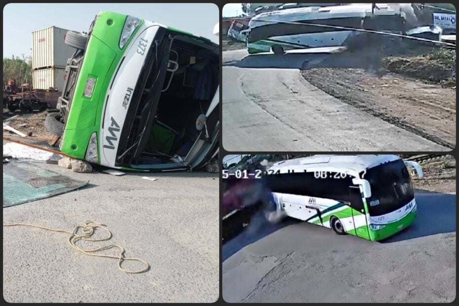 #Videos: Así fue el fatal momento en que un tren embistió a un autobús de pasajeros en Hidalgo