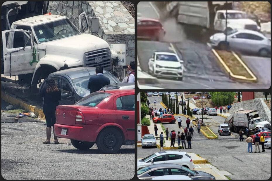 #Video: Camión recolector de basura se queda sin frenos y embiste a varios vehículos frente al SEMSyS