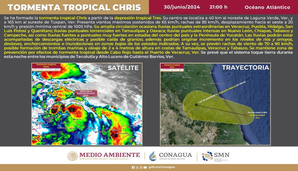 ¡Alerta meteorológica! Tormenta tropical Chris pasará sobre Pachuca en las próximas horas; provocará lluvias extraordinarias