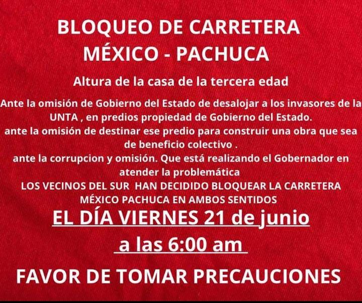 ¡Planean bloquear la México-Pachuca! Estalla conflicto por "paracaidistas" en el sur de la capital hidalguense