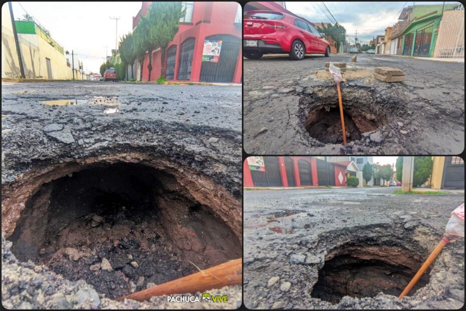 ¡Precaución! Se forma socavón en calle del sur de Pachuca