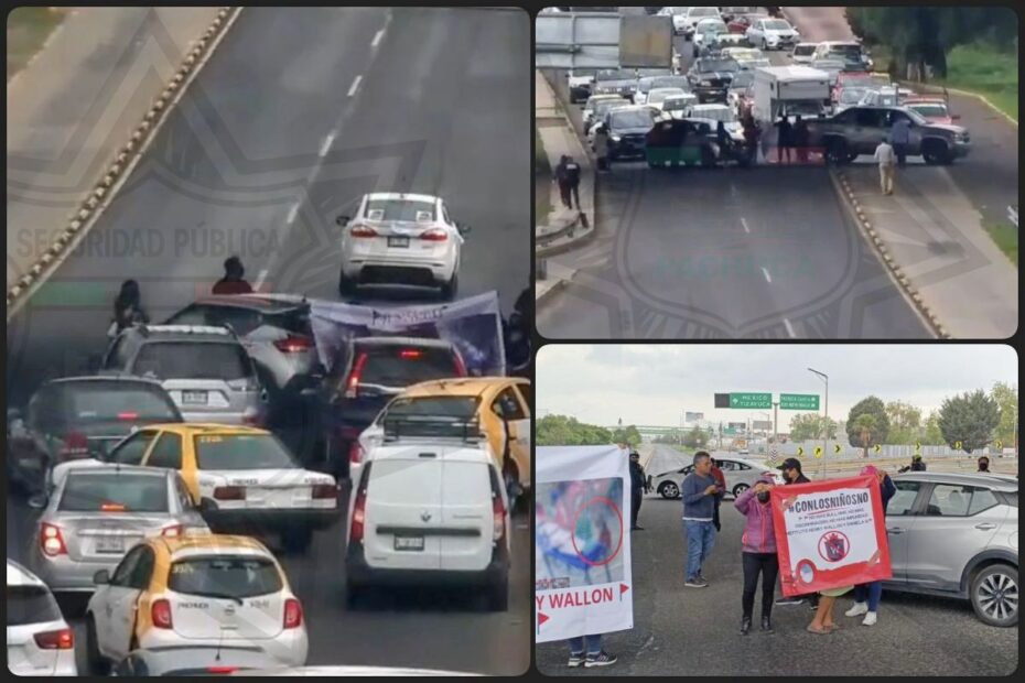 Manifestantes bloquean el bulevar Felipe Ángeles; protestan por caso de maltrato infantil en colegio de Pachuca