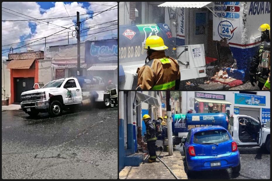 Falla en frenos de pipa acaba en accidente, fuga de gas, evacuaciones y movilización en Pachuca