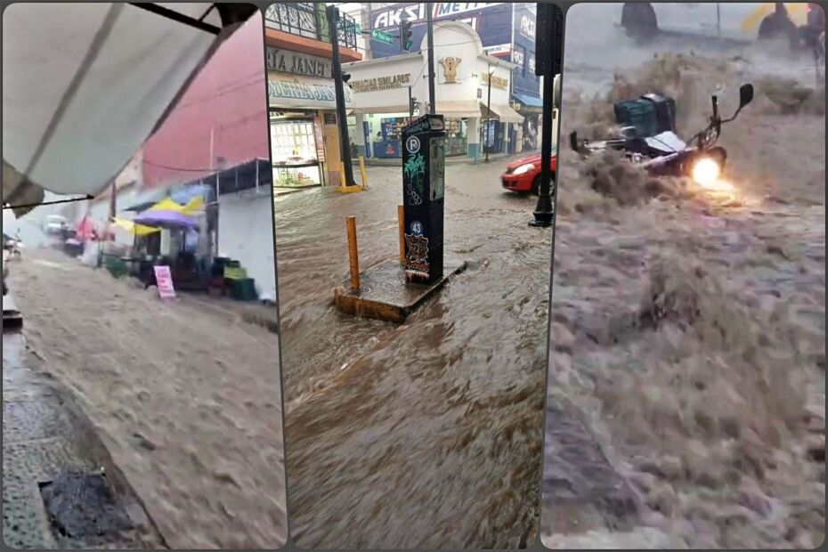 Calles se convierten en ríos en el centro de Pachuca tras fuerte aguacero | VIDEOS