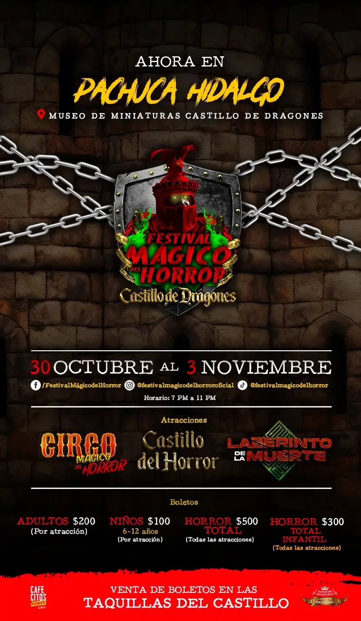 Aquí viene el Festival Mágico del Horror, en el Castillo de Dragones de Pachuca