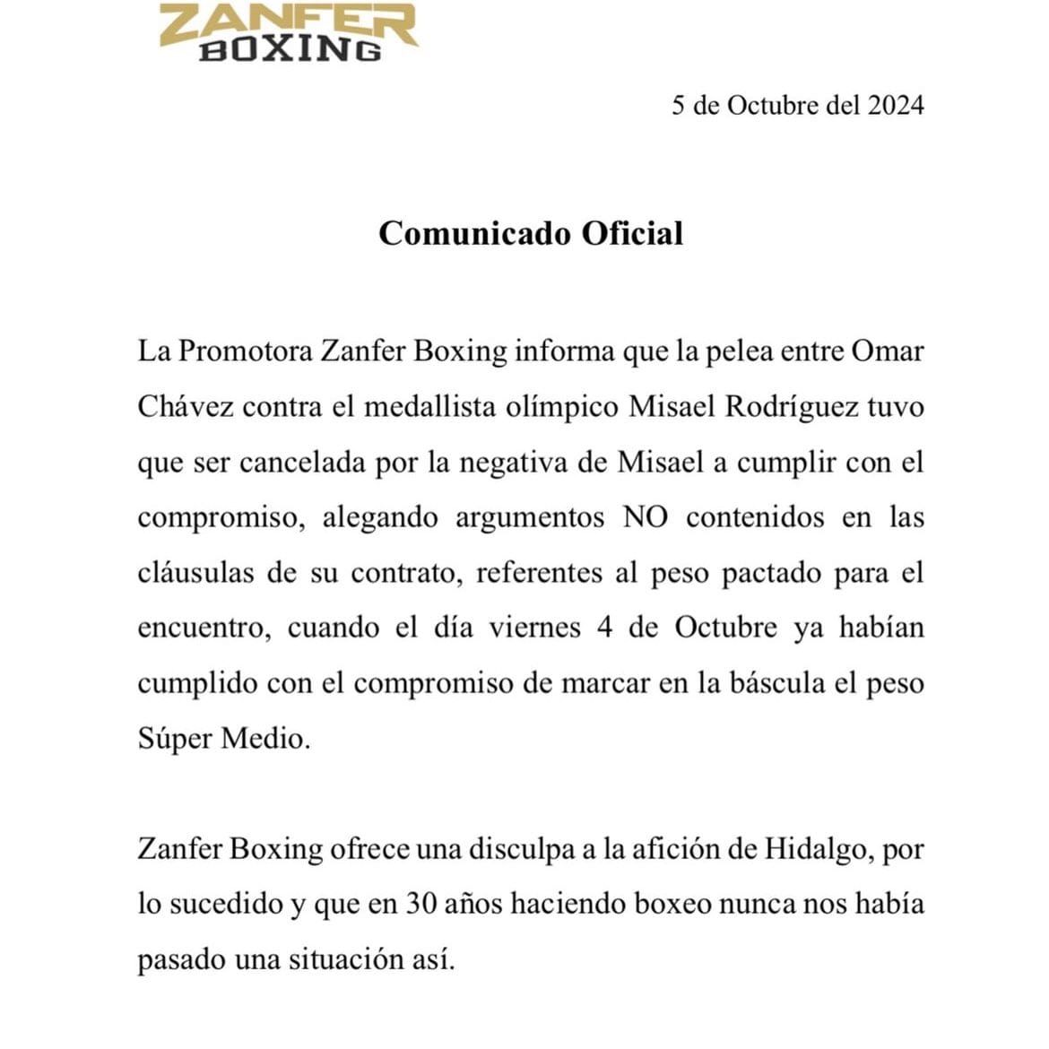 Función de box de la Feria de Pachuca: ¿por qué se canceló la pelea estelar entre Omar Chávez y Misael Rodríguez?