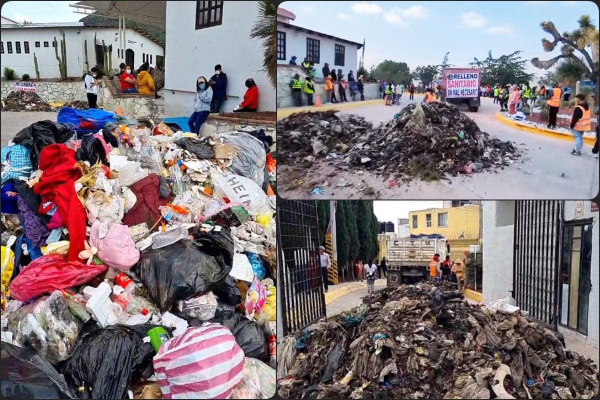 Ejidatarios del tiradero de El Huixmí protestan con montañas de basura en oficinas de Semarnath