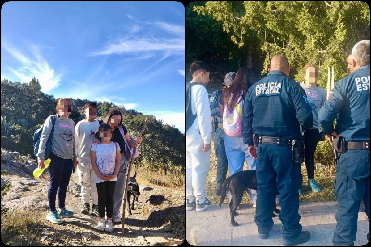 Mujer y sus tres hijos se extravían durante paseo en la montaña de Mineral del Chico; Policía Turística los rescata