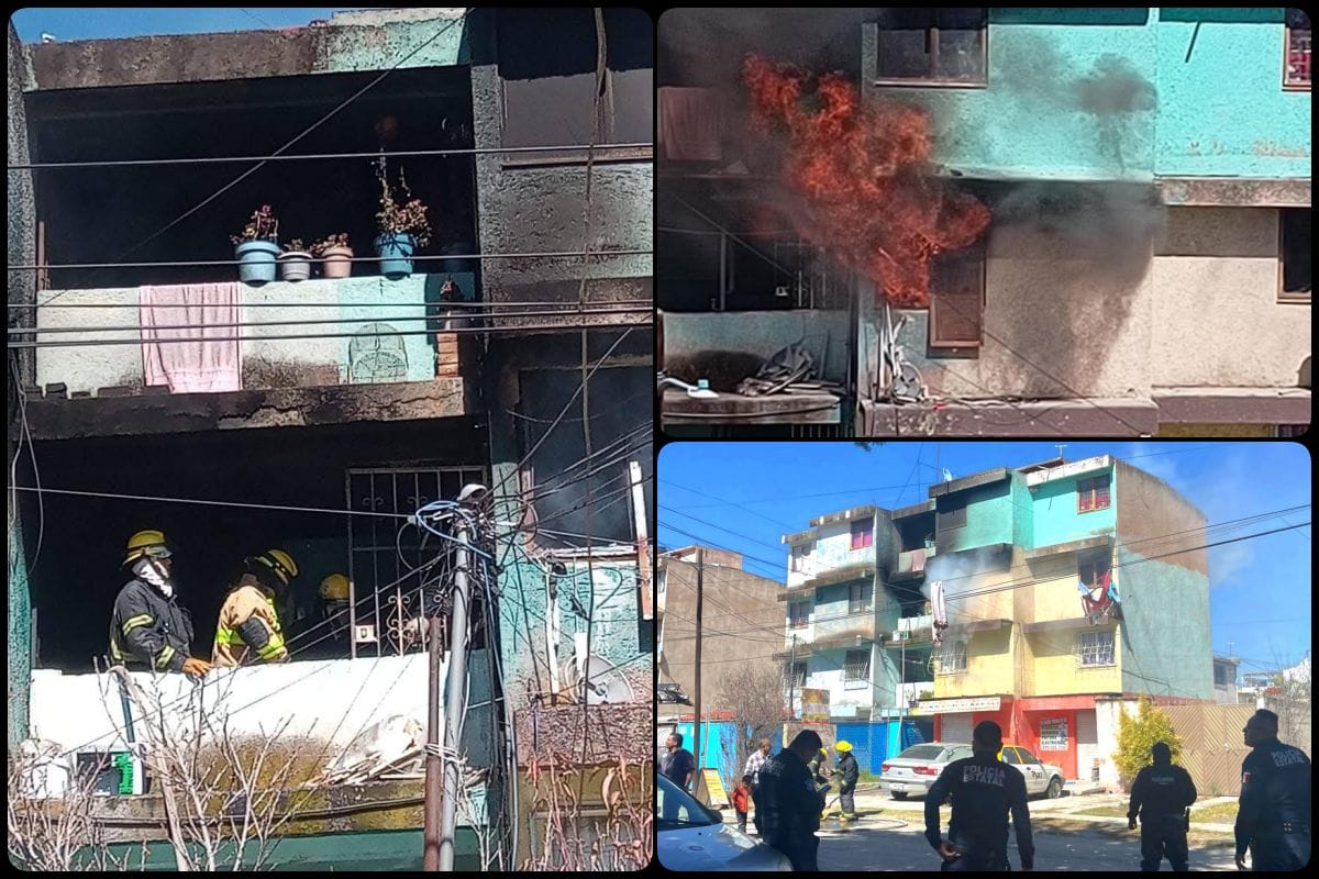 Fuerte incendio: arde departamento en Villas de Pachuca