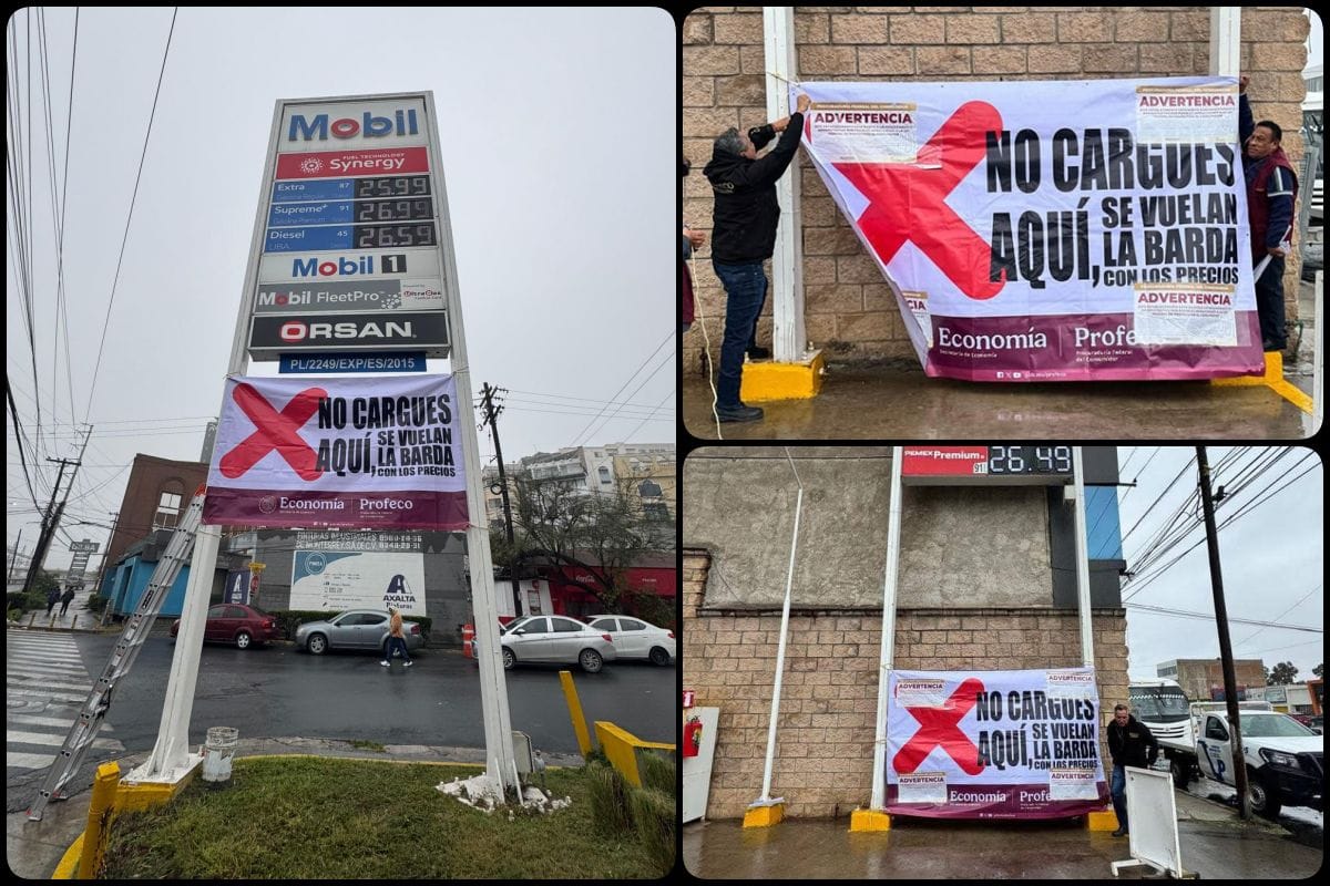 "No cargues aquí": coloca Profeco lonas de advertencia en gasolineras abusivas