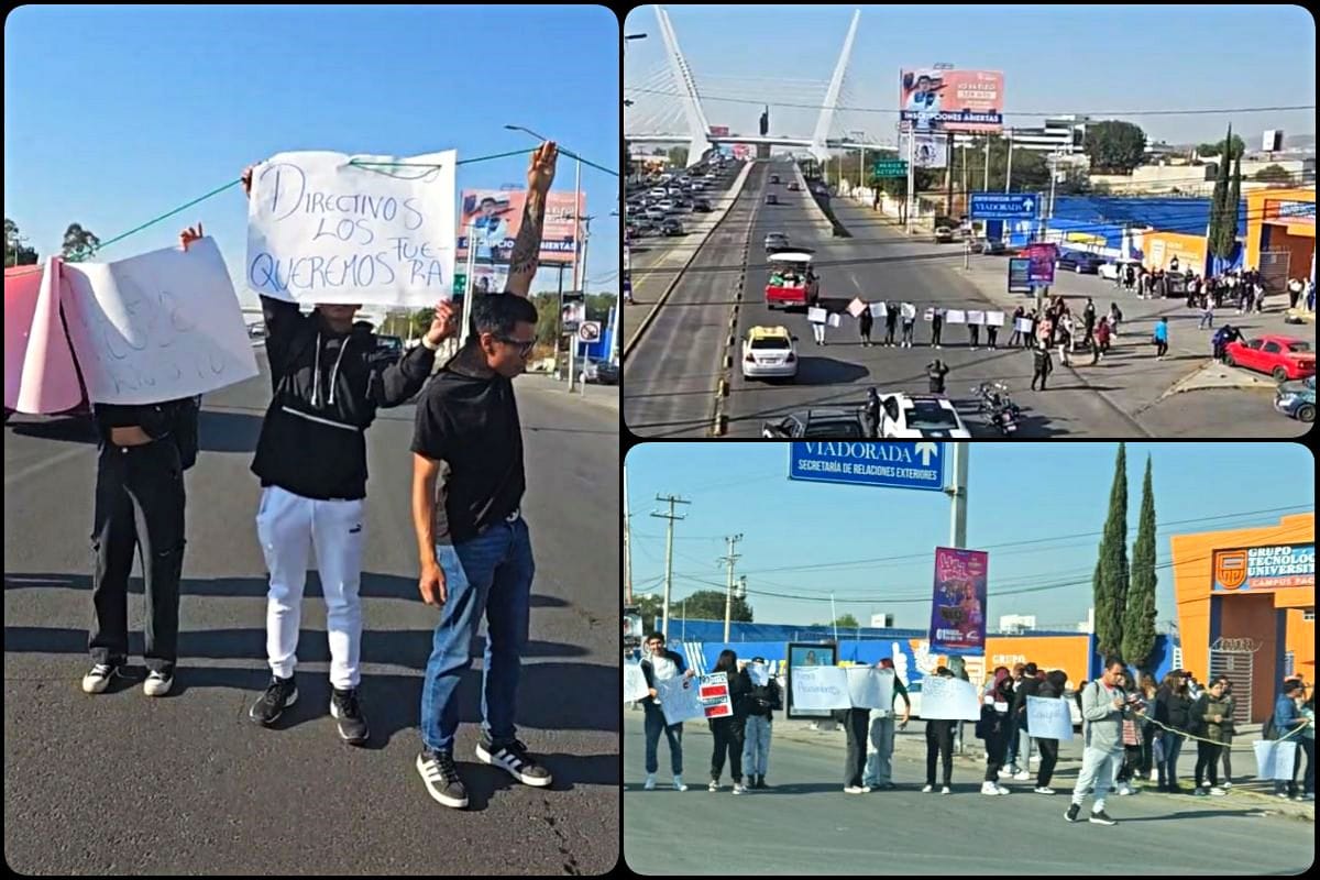 Estudiantes realizan bloqueos en bulevar Felipe Ángeles de Pachuca; acusan acoso de directivos