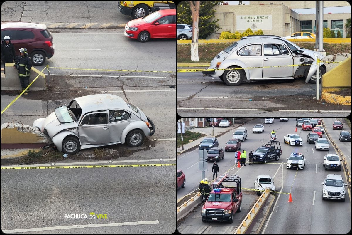 Fatal percance en el sur de Pachuca: mujer pierde la vida al impactar auto contra muro de puente | VIDEO