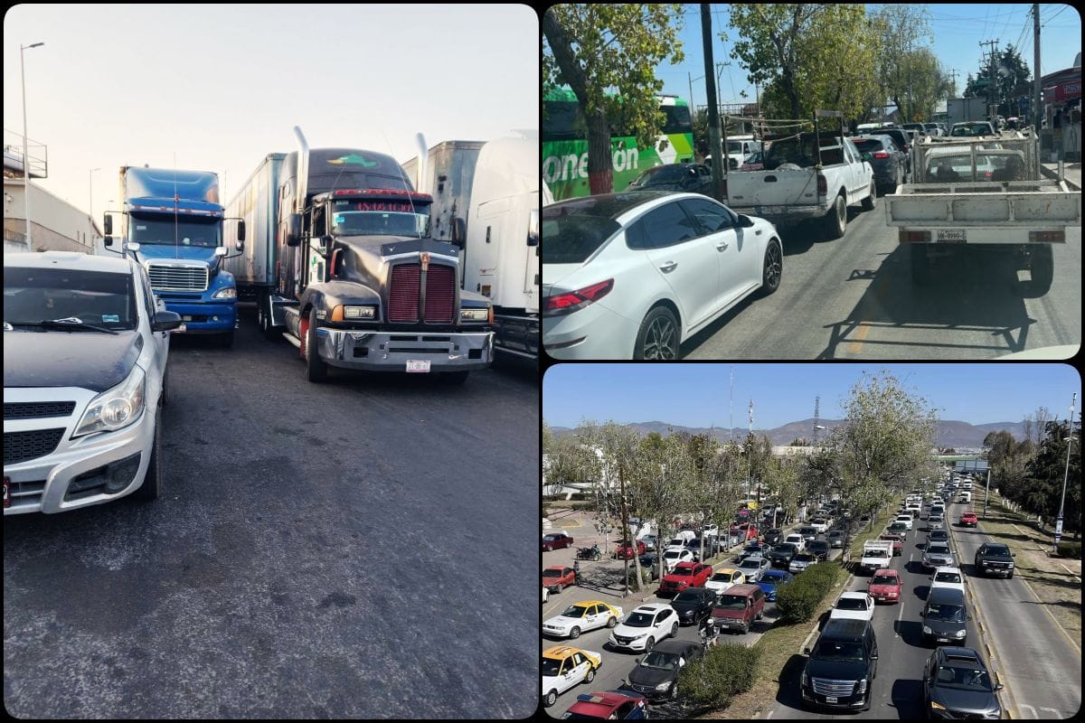 Transportistas bloquean bulevar de Pachuca; hay caos vial en el sur