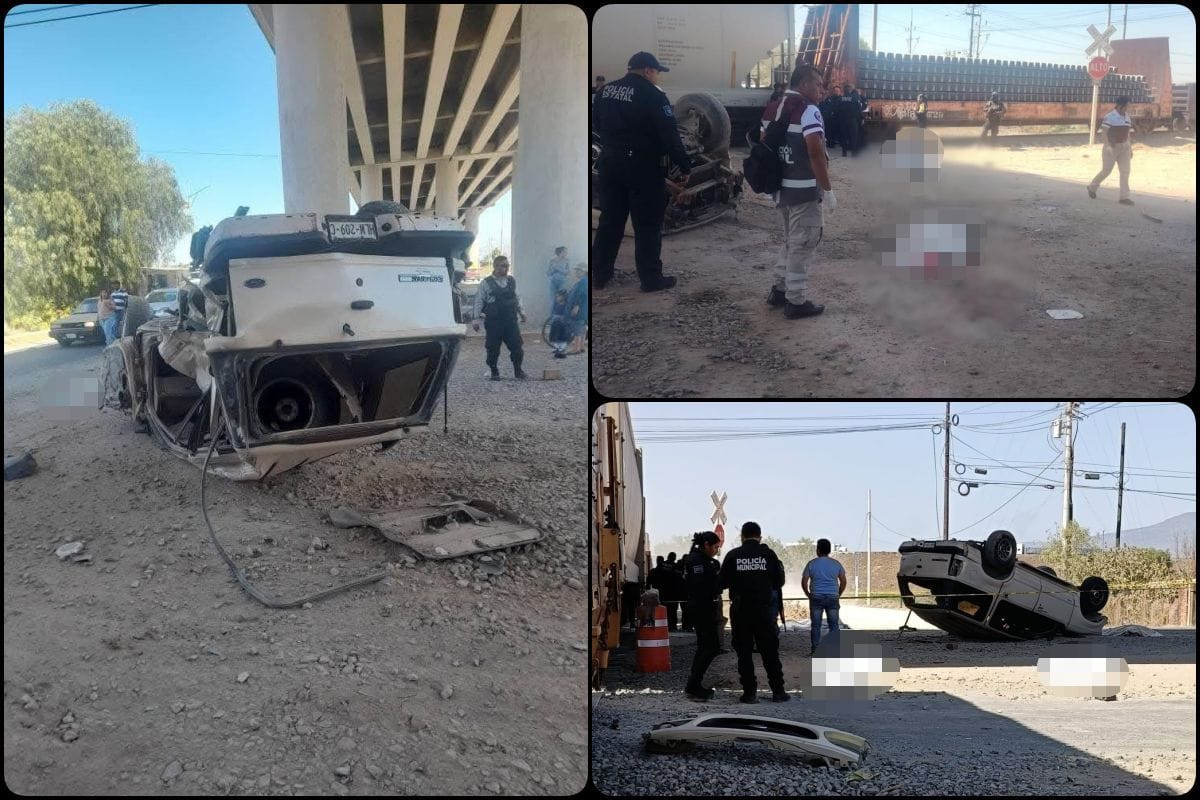 Tren embiste a camioneta que intentó ganarle el paso en Hidalgo; hay dos personas fallecidas