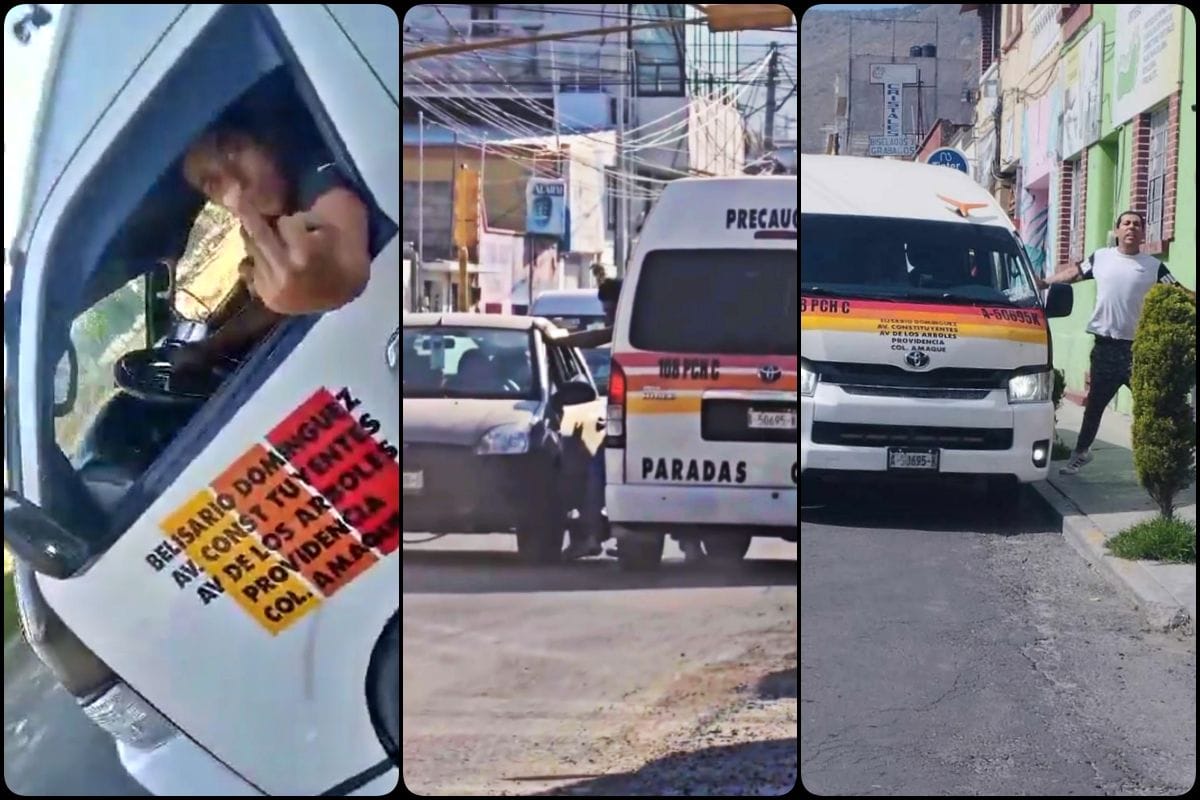 ¡Ruta conflictiva! Operadores de transporte público agreden a conductores en Pachuca; reportan varios casos